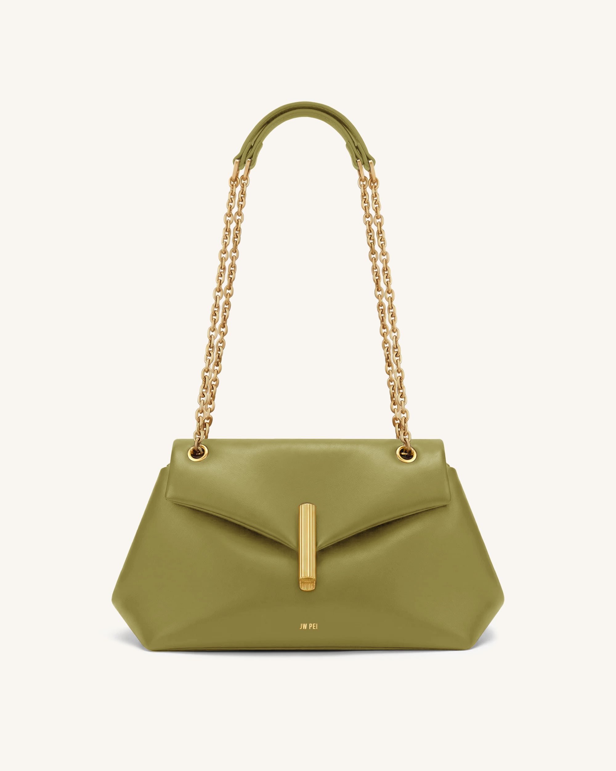 Valerie Chain Flap Shoulder Bag - Olive Green