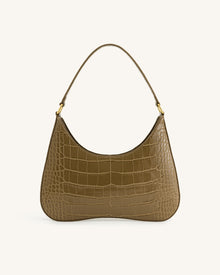 Ruby Shoulder Bag - Dark Olive Croc