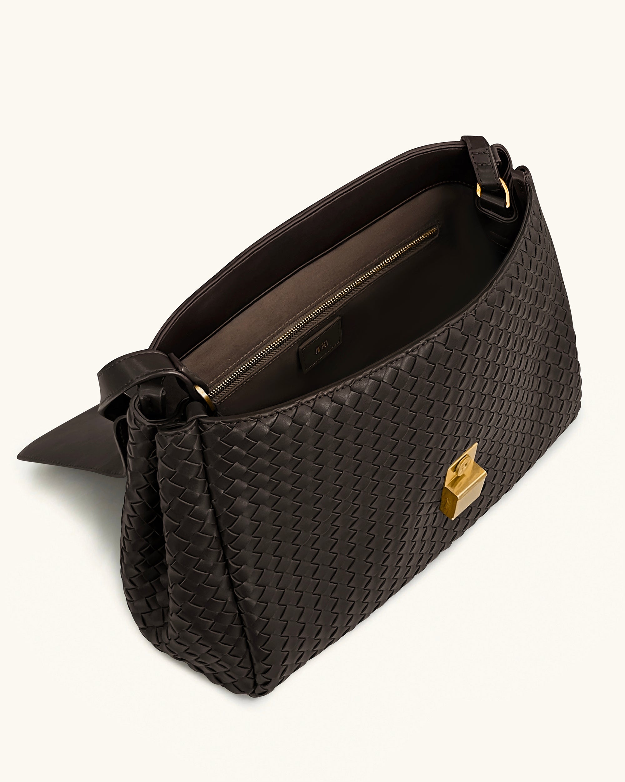 Hilary Woven Shoulder Bag - Dark Brown