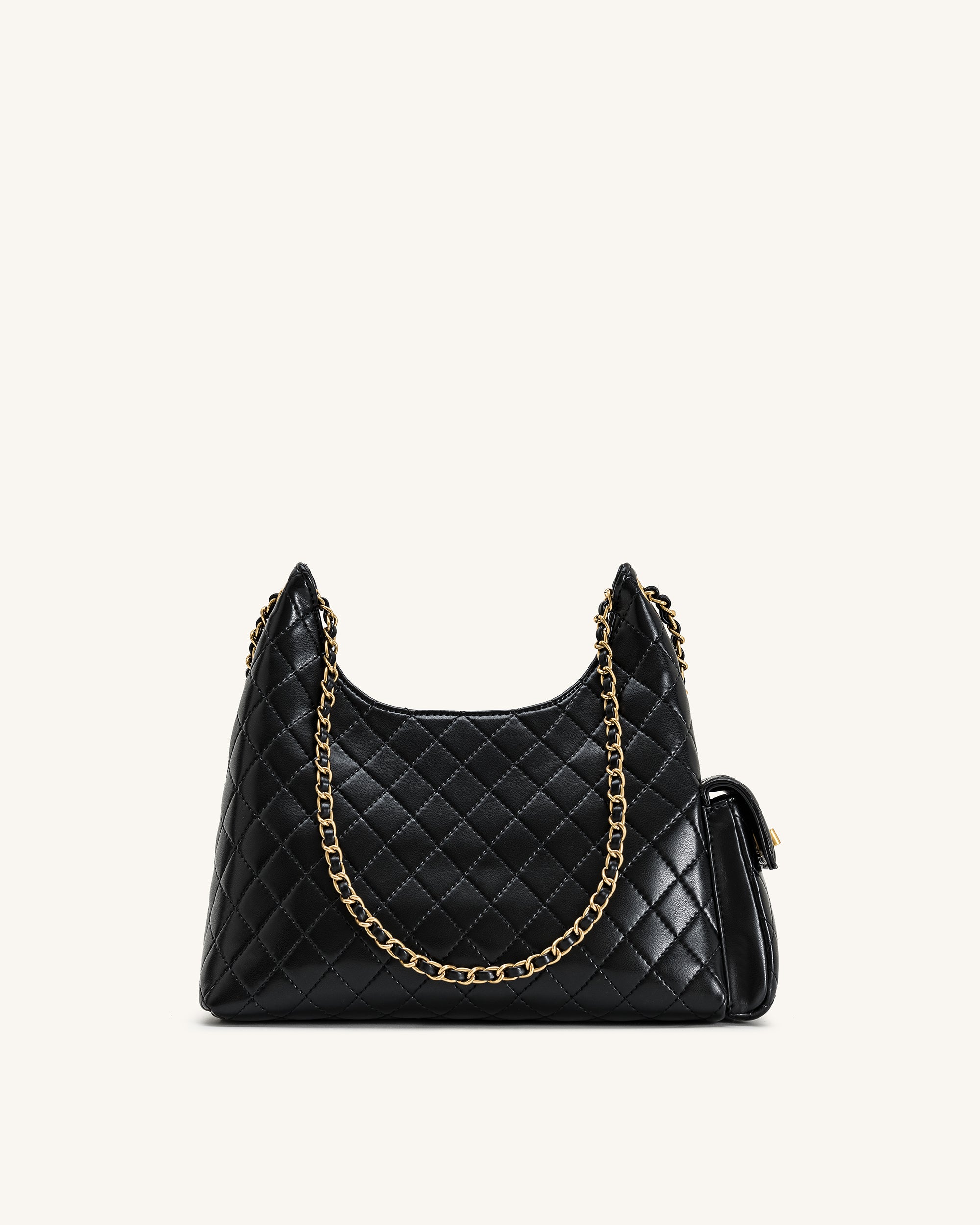 Vivian Quilted Chain Shoulder Bag - Black
