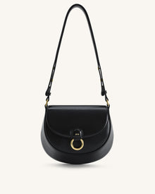 Diana Ring Flap Saddle Bag - Black