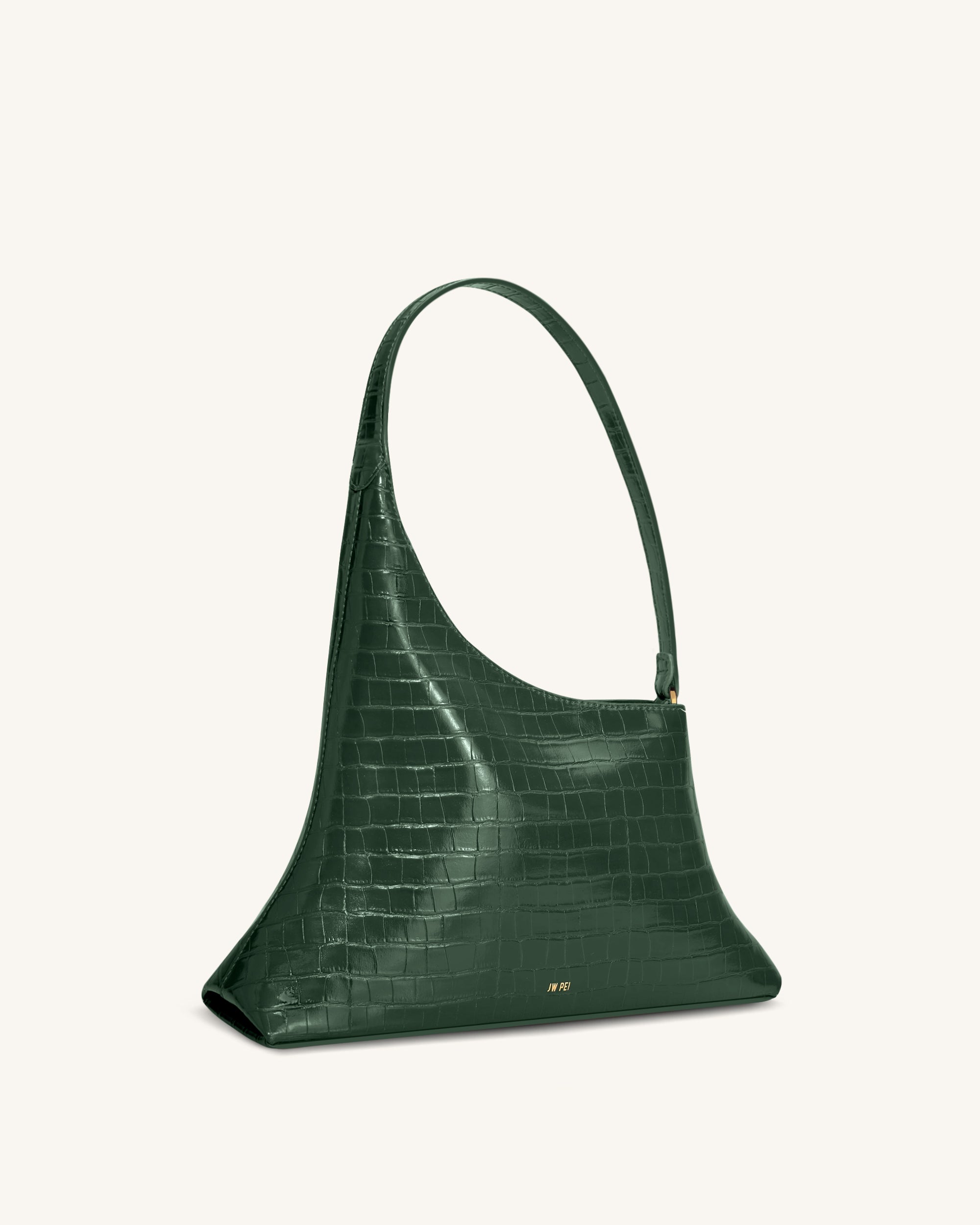 Lyra Shoulder Bag - Dark Green Croc