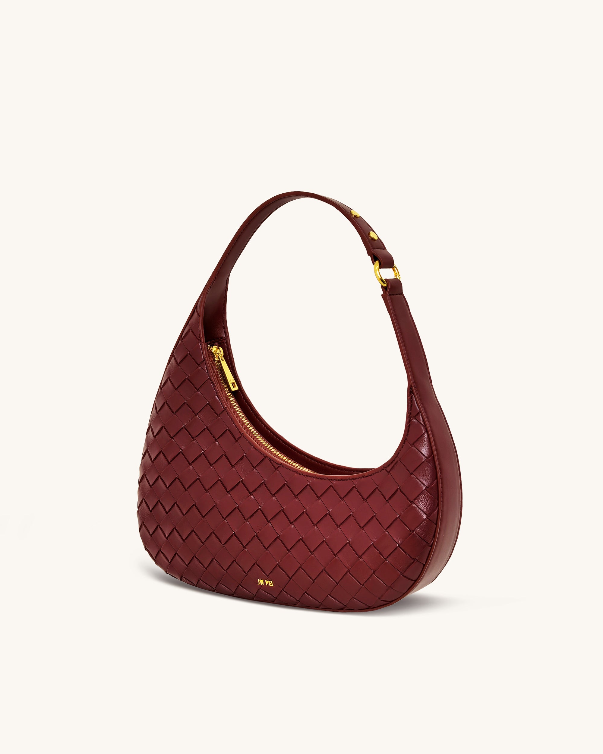 Harlee Weave Texture Shoulder Bag - Burgundy