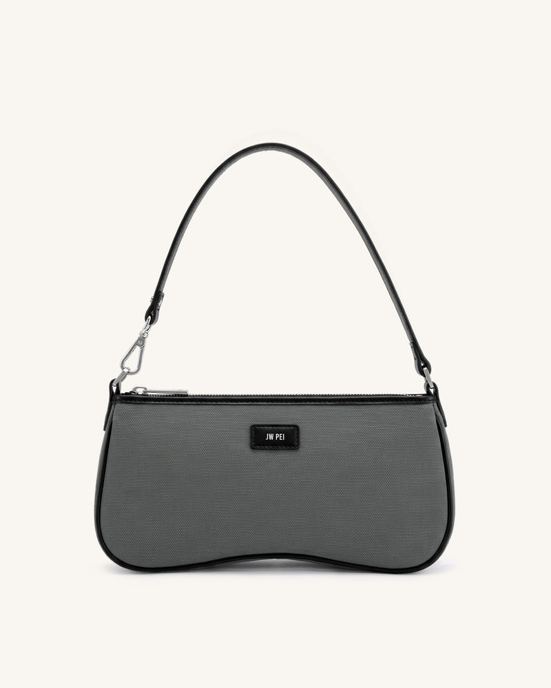 Eva Shoulder Handbag - Black Gray Canvas