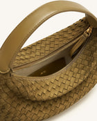 Nola Faux Suede Woven Crescent Shoulder Bag - Olive Green