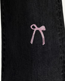 The Rebel Pink Ribbon Split Fray Jeans  - Black