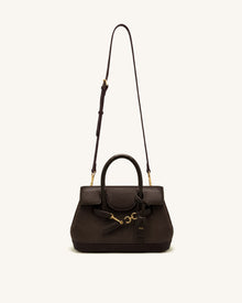 Alina Belted Satchel Bag - Dark Brown Canvas