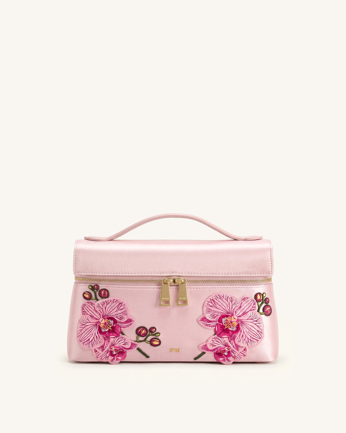 Thea Embroidered Top Handle Bag - Light Pink