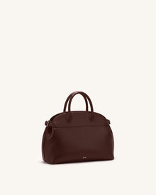 Arden Curved Top Handle Bag - Dark Brown