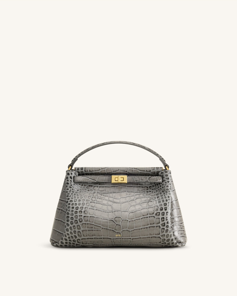 Carmen Top Handle Bag - Grey Croc