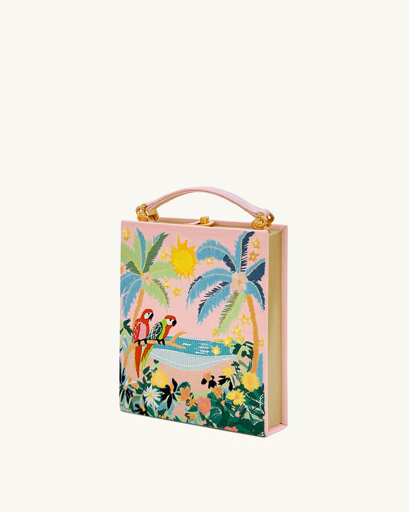 Taya Tropical Parrot Pattern Book Shape Clutch Bag - Pink