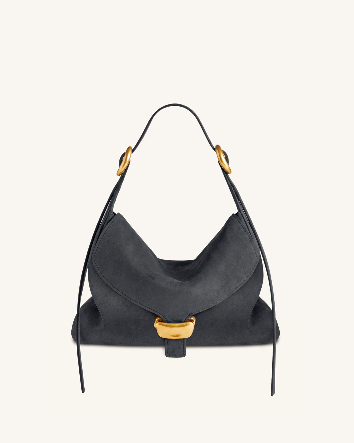 Sienna Faux Suede Hobo Bag - Charcoal Gray