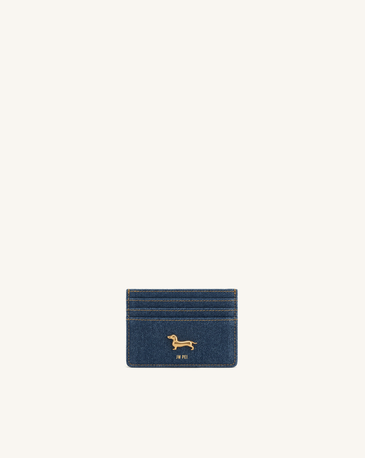 Maeve Dachshund Metal Emblem Card Holder - Dark Blue Denim