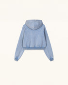 Facing Dachshund Acid Cropped Hoodie - Washed Sky