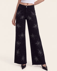 The Stellar Starburst Fray Wide-Leg Jeans - Black