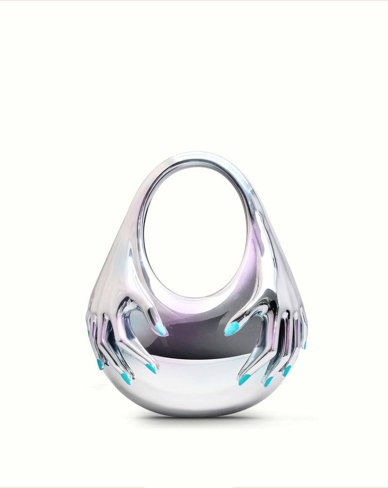 Lyanna Hand Shape Handle Bag - Silver