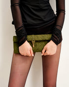 Zaria Woven Clutch - Dark Olive