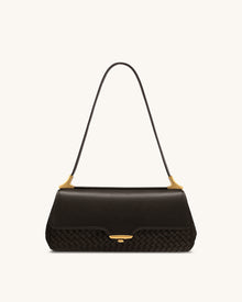 Eloise Woven Shoulder Bag - Dark Brown