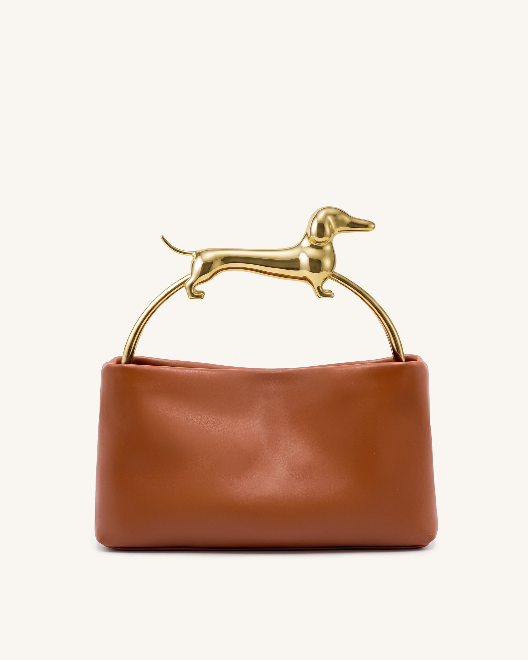 Maeve Dachshund Handle Bag - Cognac