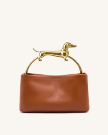 Maeve Dachshund Handle Bag - Cognac