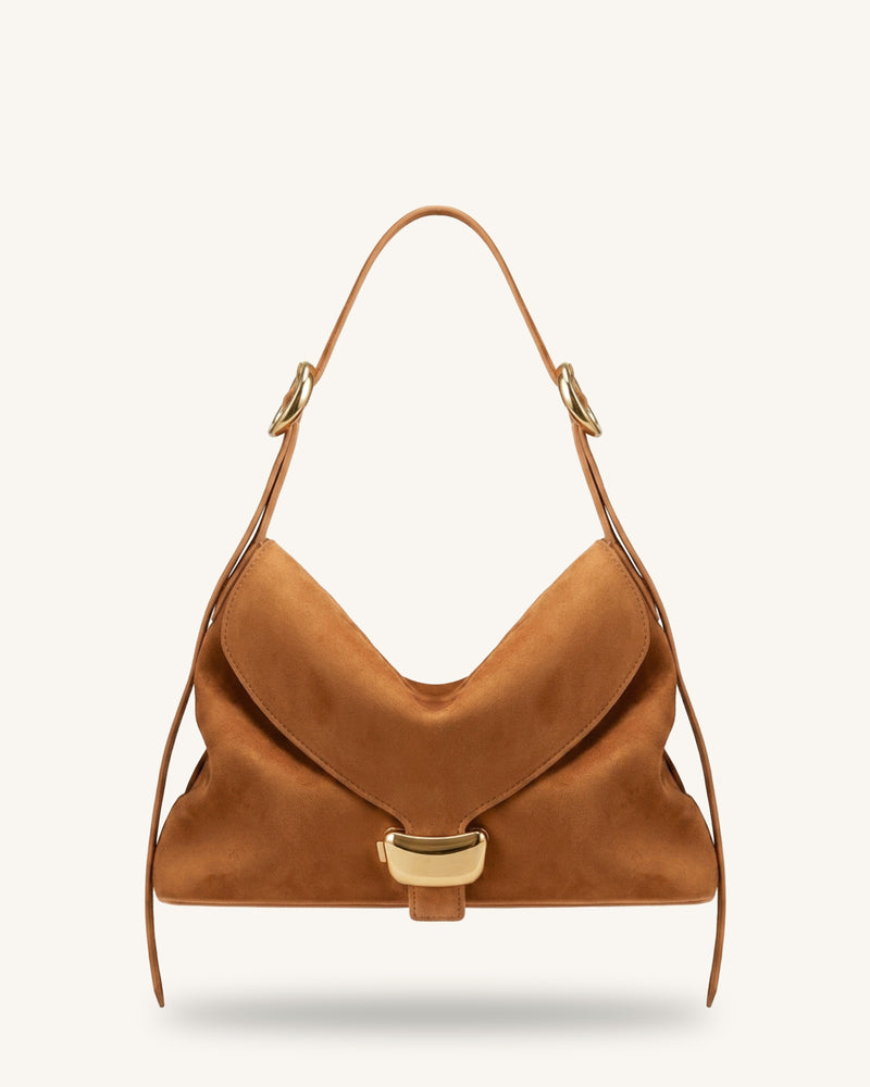 Sienna Faux Suede Hobo Bag - Brown