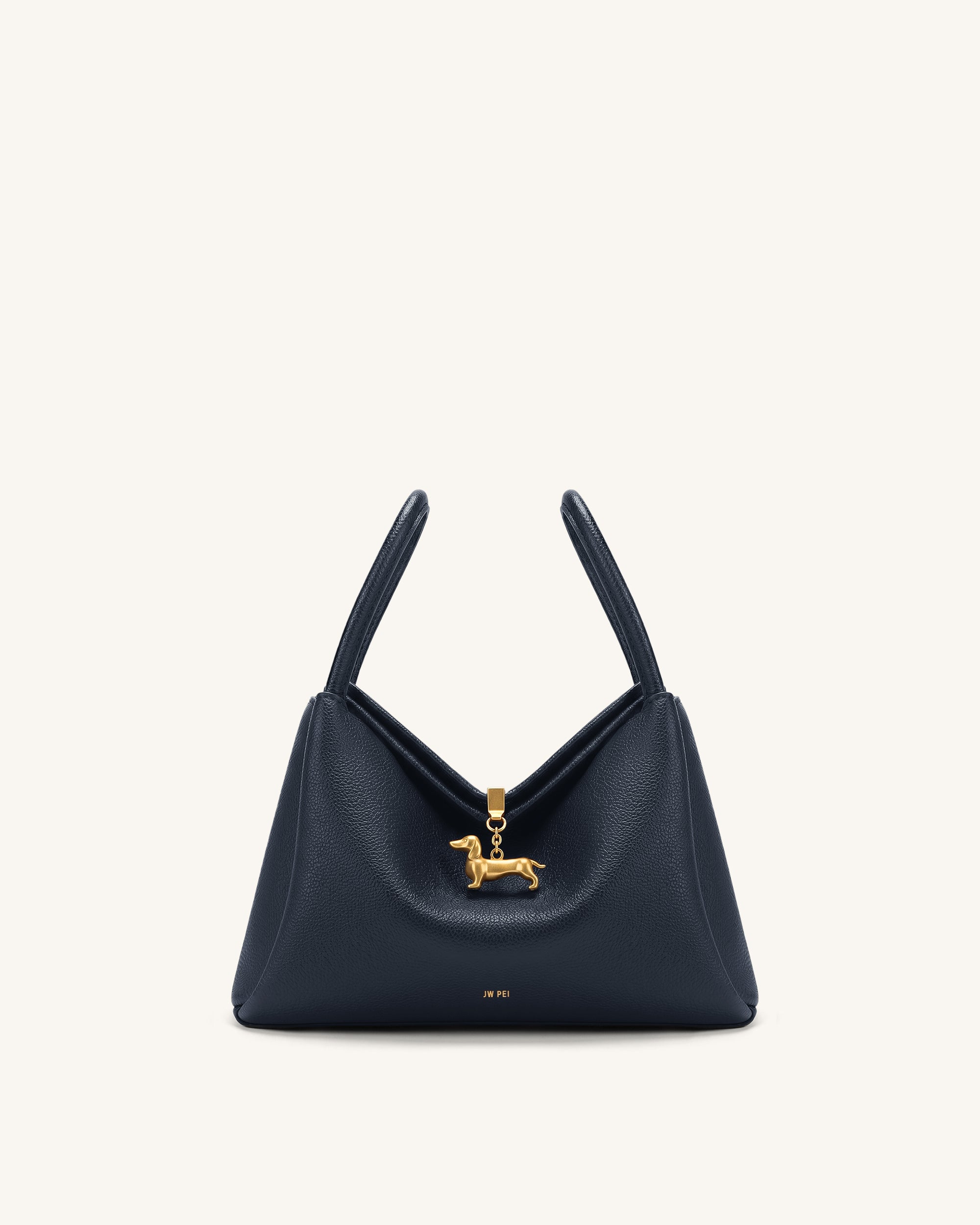 Maelle Dachshund Charm Double Handle Bag - Dark Blue