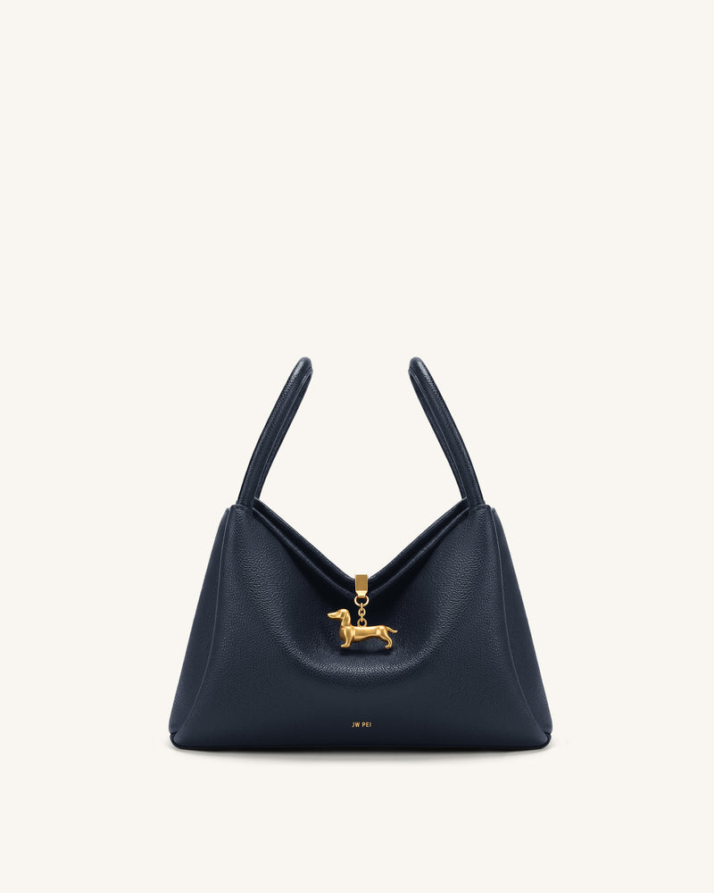 Maelle Dachshund Charm Double Handle Bag - Dark Blue
