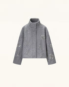 Embellished High Neck Jacket - Gray