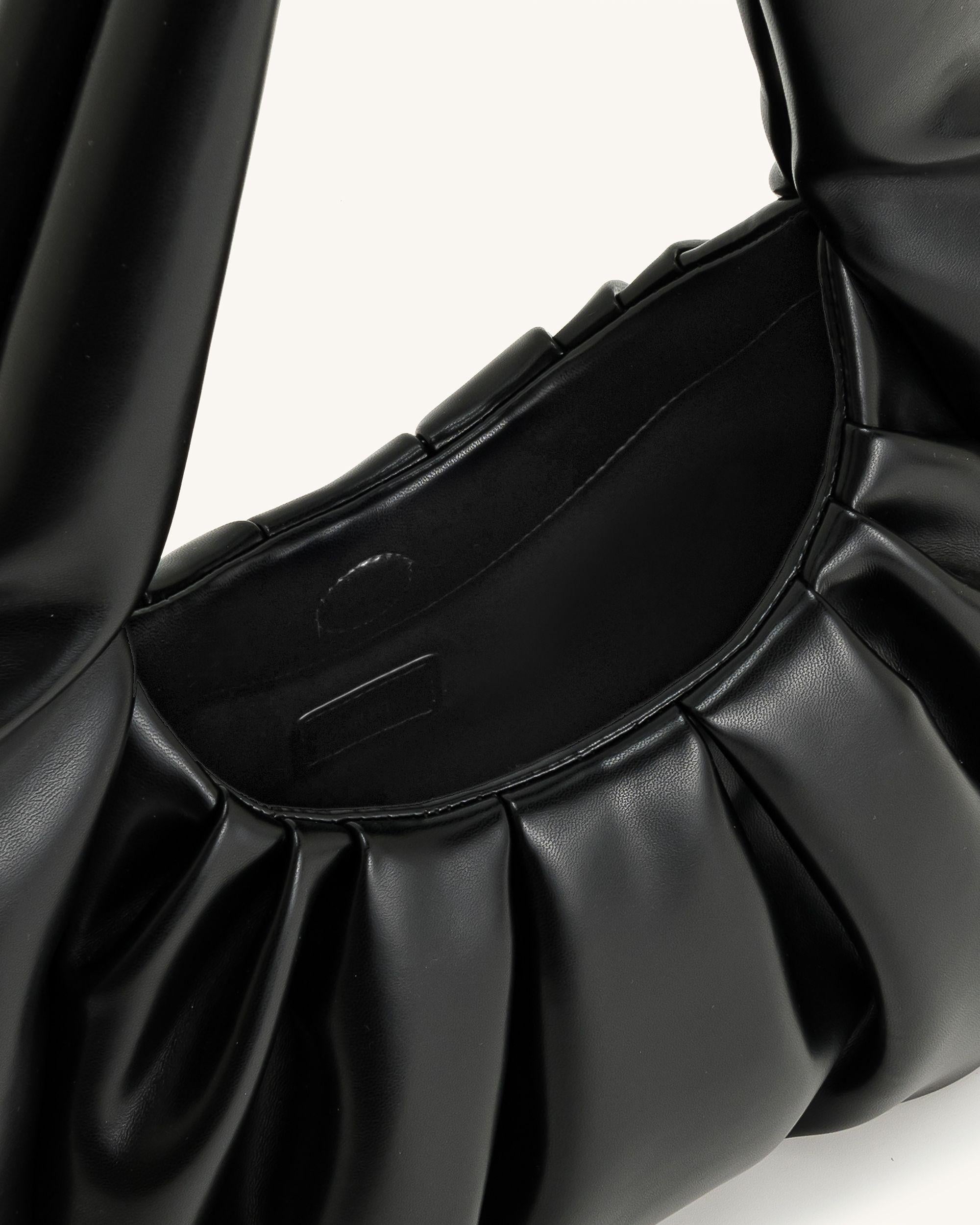 Ashley Ruched Shoulder Bag - Black