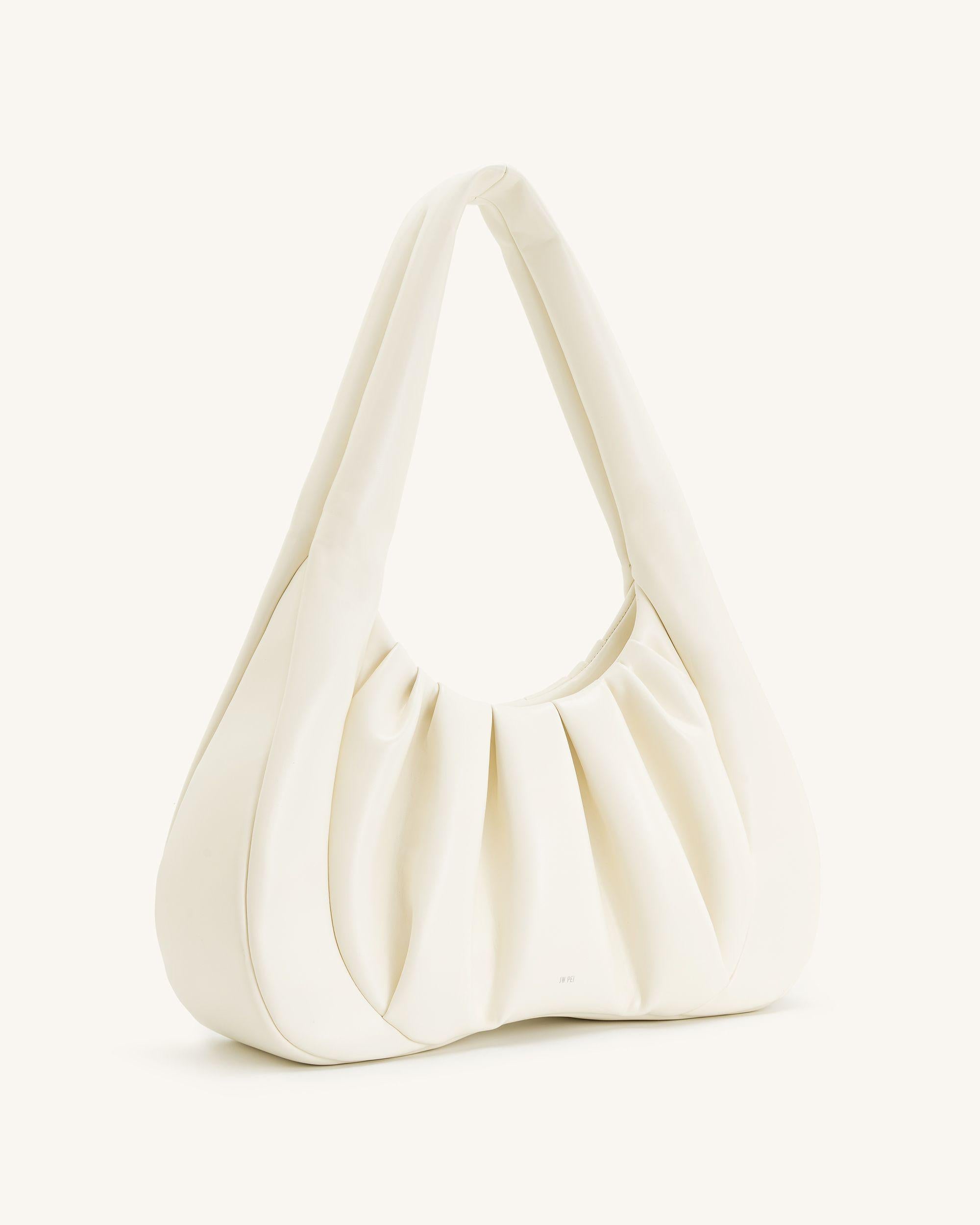 Ashley Ruched Shoulder Bag - White