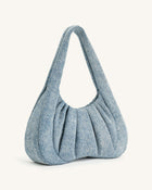 Ashley Denim Ruched Shoulder Bag - Blue