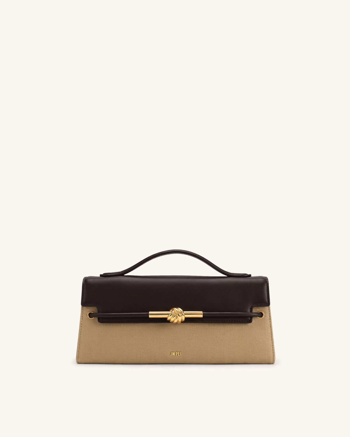 Lena Metal Rope Knot Top Handle Bag - Brown Canvas