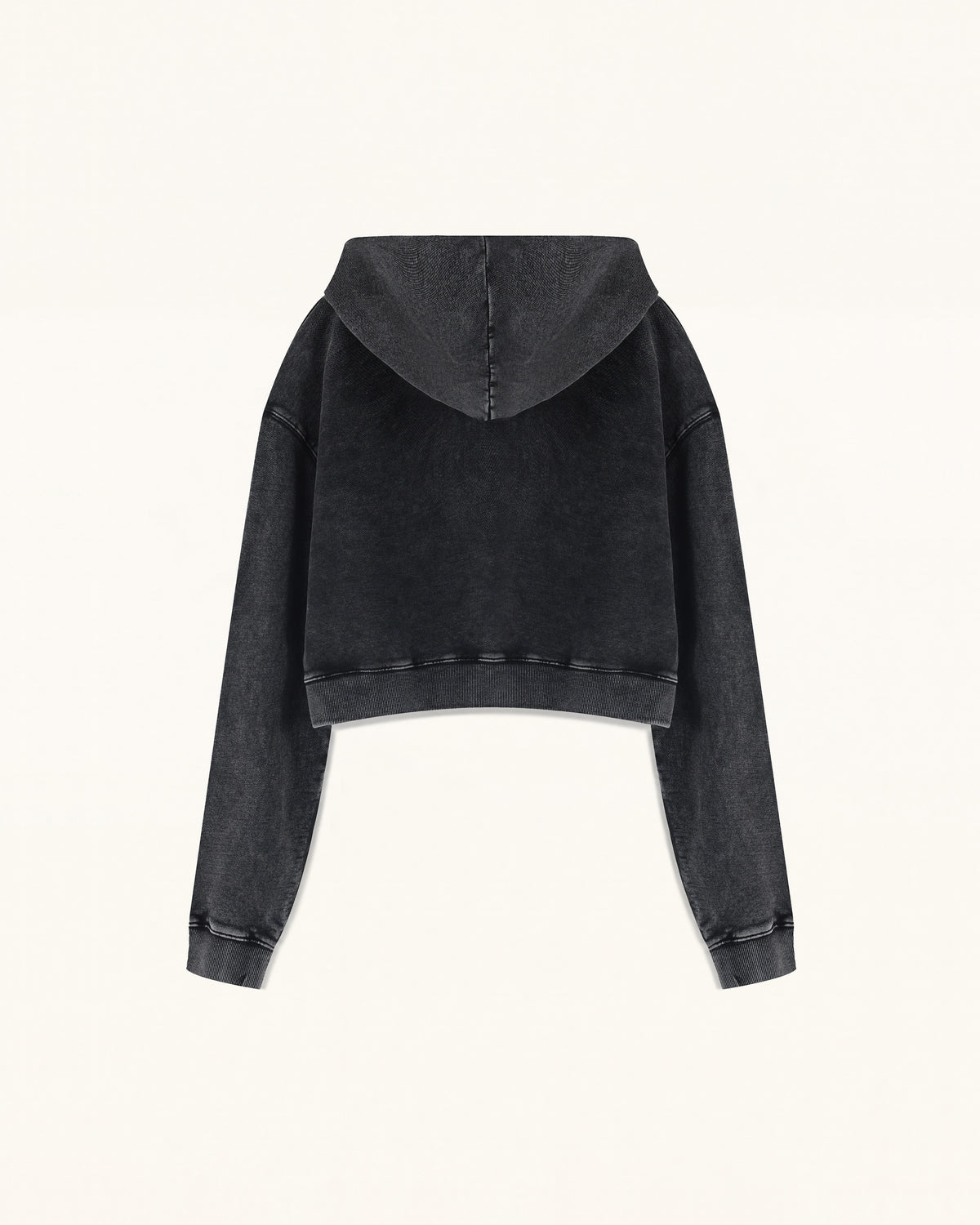Whimsical Faux Embroidery Dachshund Cropped Hoodie - Black