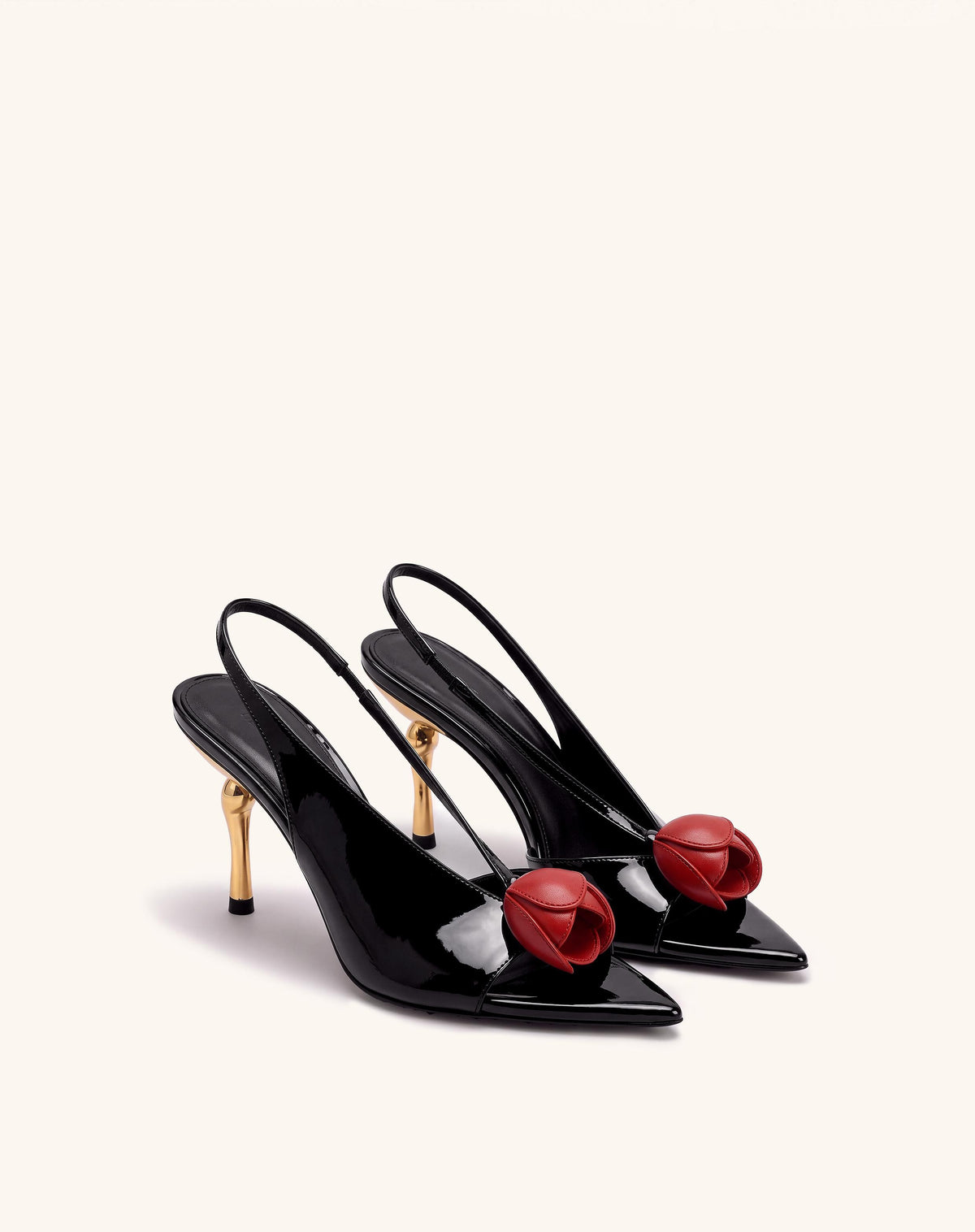 Amara 3D Tulip Slingback Heels - Black