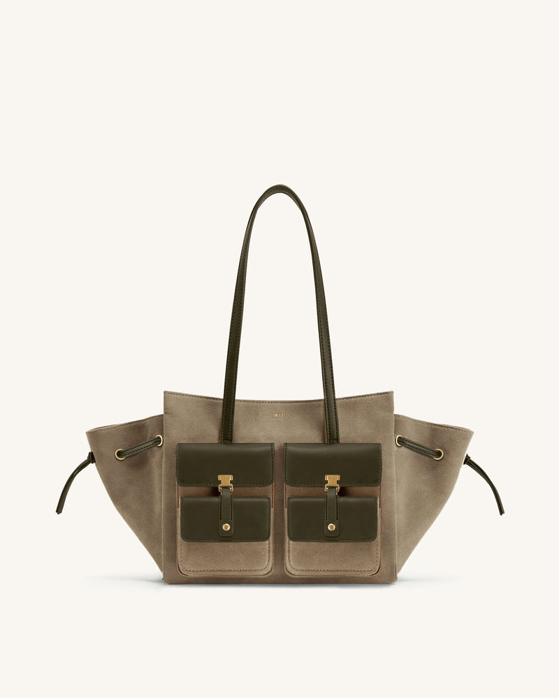 Linda Faux Suede Tote Bag - Green