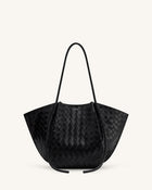 Nala Wide Weave Texture Tote Bag - Black