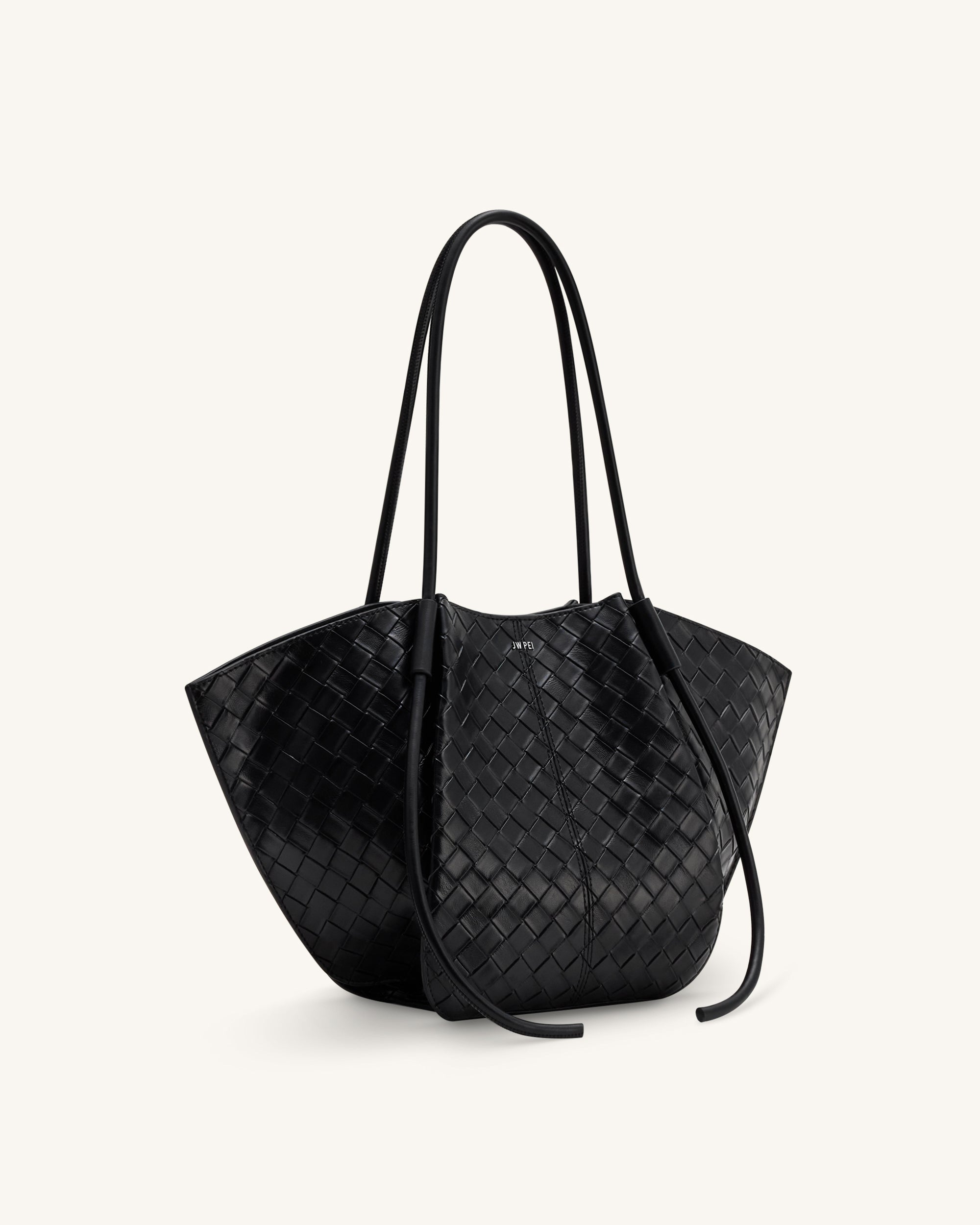 Nala Wide Weave Texture Tote Bag - Black