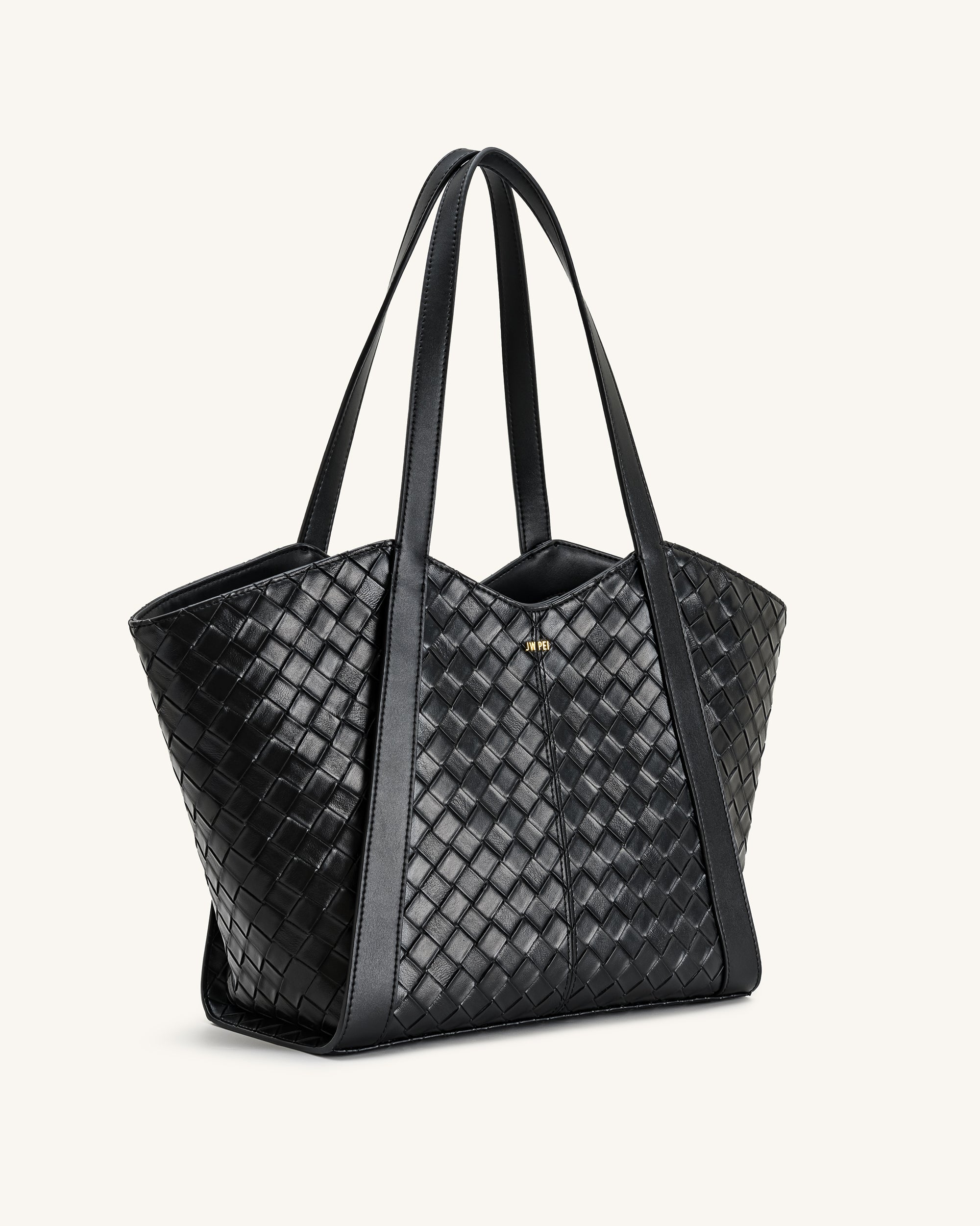 Kiana Large Capacity Weave Texture Tote Bag - Black