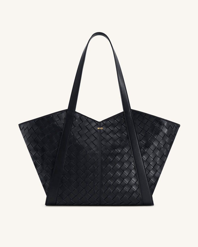 Kiana Large Capacity Woven Tote Bag - Black