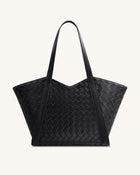 Kiana Large Capacity Weave Texture Tote Bag - Black