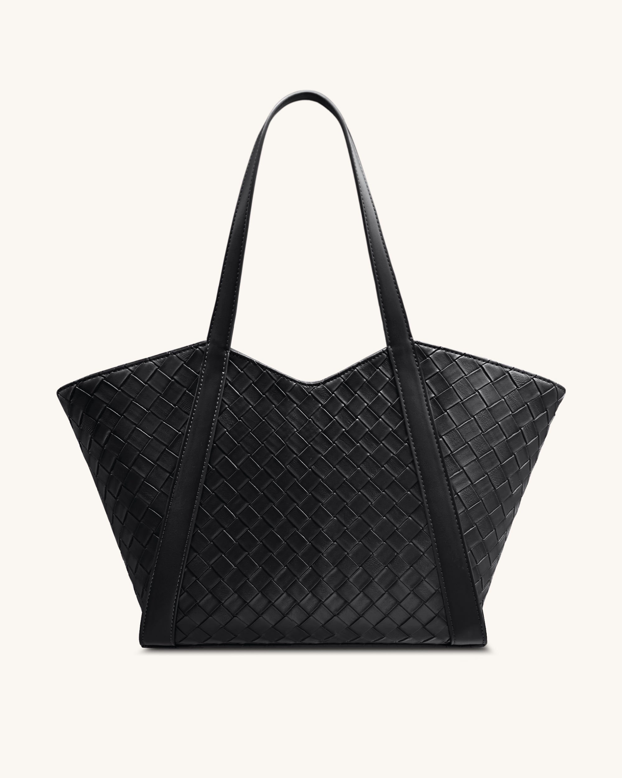 Kiana Large Capacity Weave Texture Tote Bag - Black