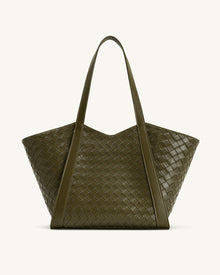 Kiana Large Capacity Weave Texture Tote Bag - Dark Olive