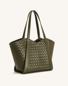 Kiana Large Capacity Weave Texture Tote Bag - Dark Olive
