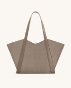 Kiana Large Capacity Faux Suede Tote Bag - Taupe