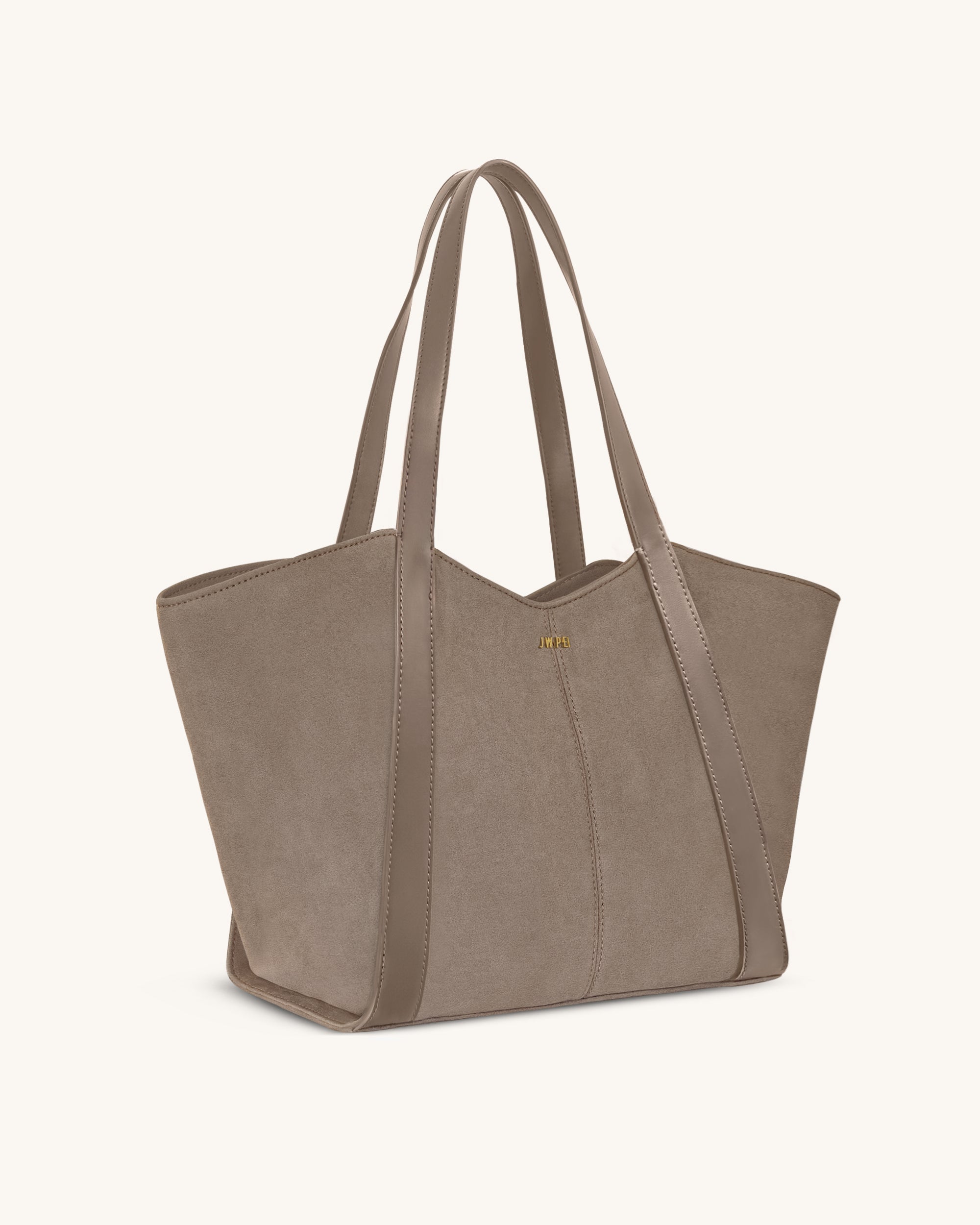 Kiana Large Capacity Faux Suede Tote Bag - Taupe