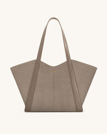 Kiana Large Capacity Faux Suede Tote Bag - Taupe
