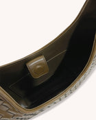 Olivia Hand-Woven Metal Handle Hobo Bag - Olive Green
