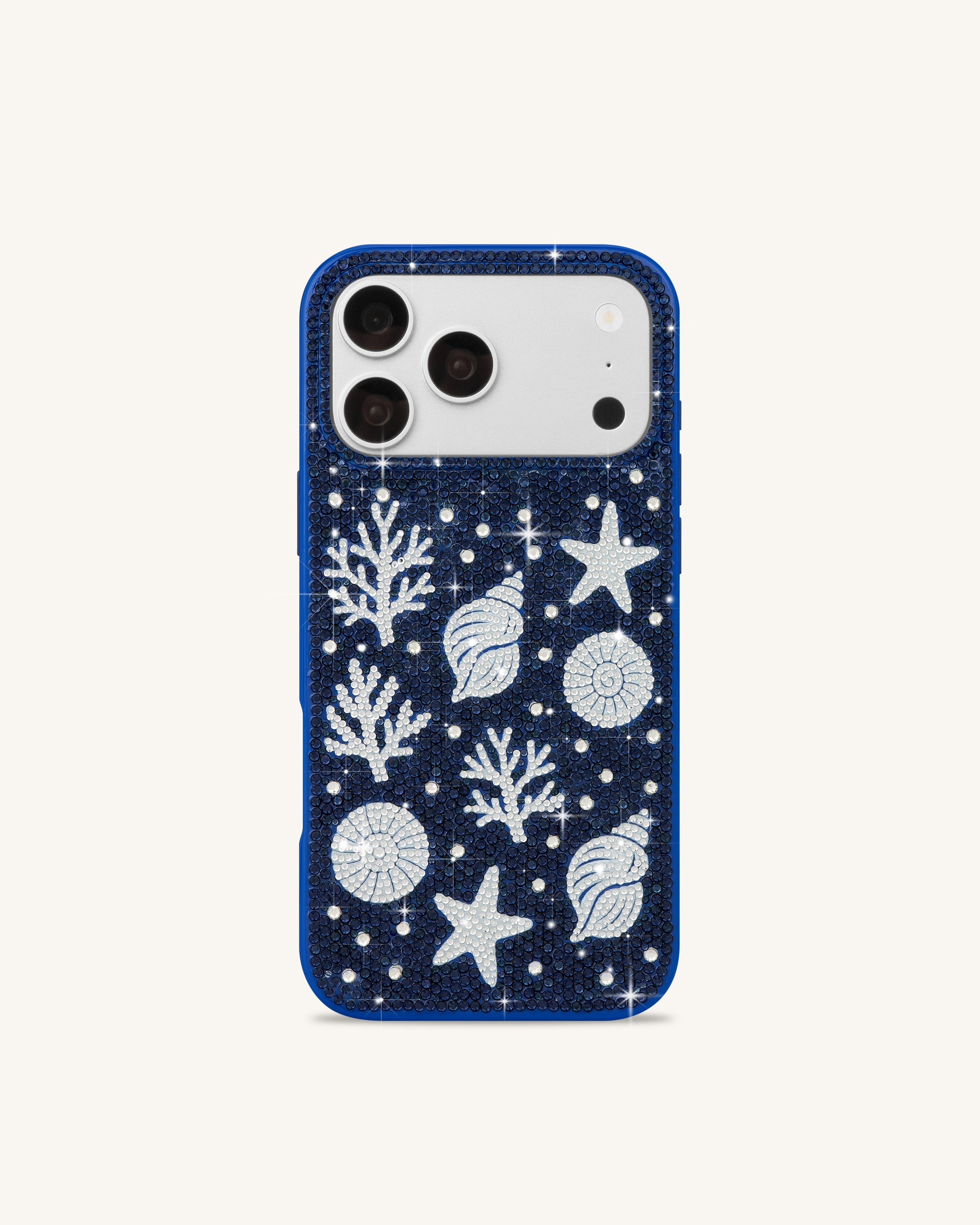 Ocean Shell Artificial Crystal Phone Case - Blue