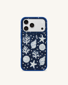 Ocean Shell Artificial Crystal Phone Case - Blue