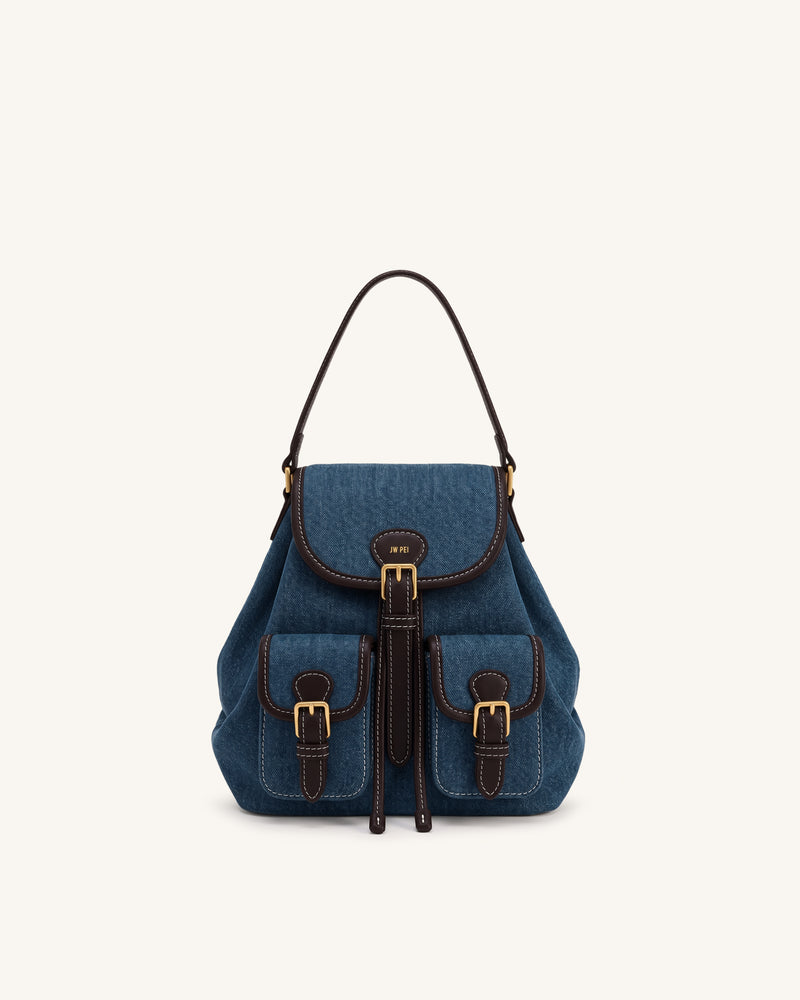 Harper Buckle Pocket Backpack - Blue Denim